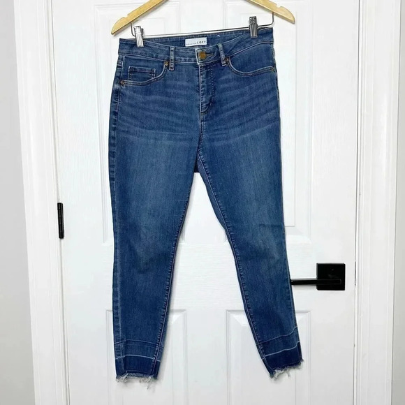 LOFT Denim - LOFT Size‎ 28/6 Curvy Skinny Raw Hem Jeans Medium Wash High Rise